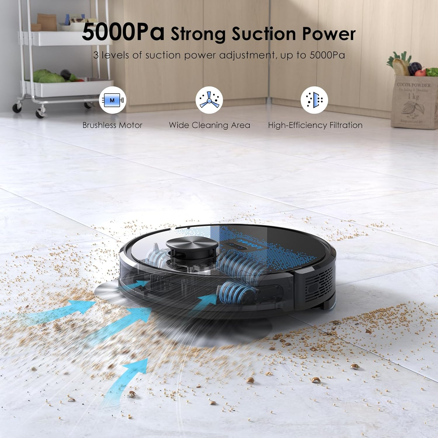 Lubluelu Robot Vacuum Cleaner with Mop,5000Pa Robot Vacuum with 2.0L Self Emptying Station,Lidar Navigation,Wifi/App/Alexa,Carpet Boost,Self-Charging,3 in 1 Robotic for Pet Hair Hard,Floor,Carpet image number 2