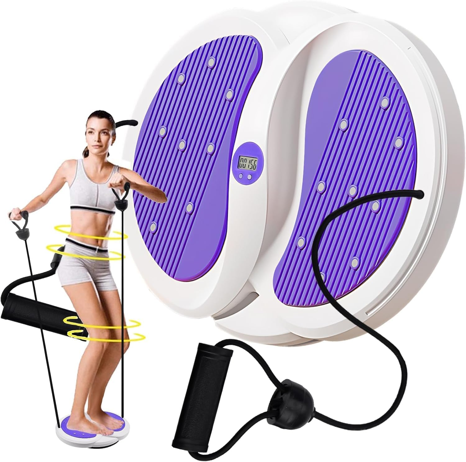 Waist Twisting Disc, Adjustable with Handles, Foot Sole Massage & Magnet Calculator Waist Slimming Balance Rotating Disc, Abs Core Twister, for Slimming Waist, Hips and Thighs image number 2
