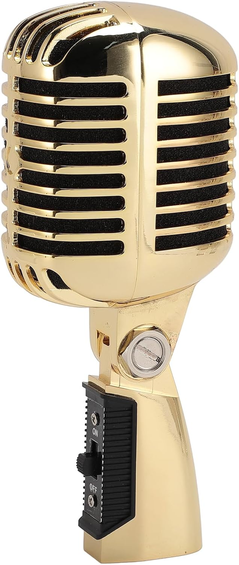 Vintage Dynamic Microphone, Microphone for Singing, Self Tensioning Swivel Rack, Classic Retro Dynamic Vocal Mic for Stage Performances, Recording Studios,Etc (Rose Gold)