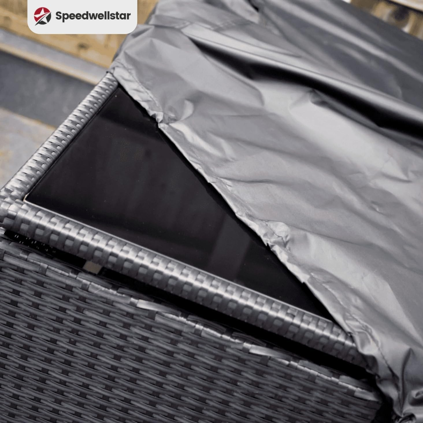 Waterproof Square Garden Table Cover 125X125X74 Cm &ndash; Heavy Duty Patio Furniture Protector for 4&ndash;8 Seater Sets &ndash; Breathable 210D Oxford Fabric with Drawstring &ndash; by Speedwellstar image number 2