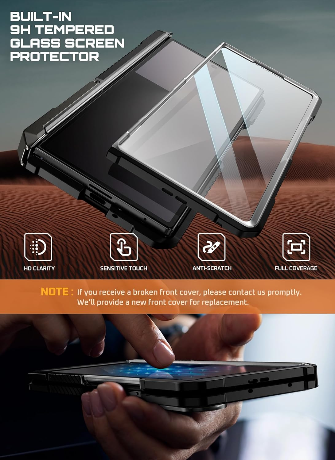 SUPCASE for Samsung Galaxy Z Fold 7 Case with Kickstand (UB Grip), [Compatible with Magsafe] [Built-In Tempered Glass Screen Protector] [Hinge Coverage] Military-Grade Protection Case, Black