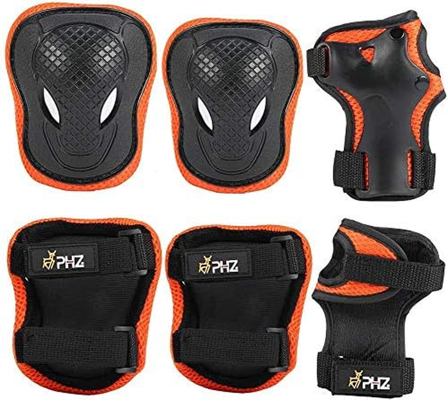 PHZ. Kids Knee Pads Elbow Pads Wrist Guards 6 in 1 Protective Gear Set for Inline Roller Skating Skateboarding Scooter BMX Etc. image number 6