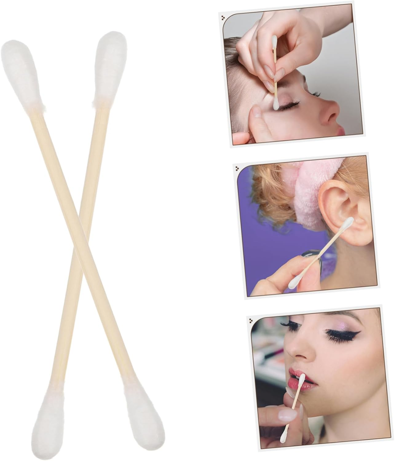 100Pcs Organic Cotton Buds Bamboo Sticks Makeup Makeup Removal Ear Cleaning Keyboard Cleaning Multi-Functional Swabs image number 5