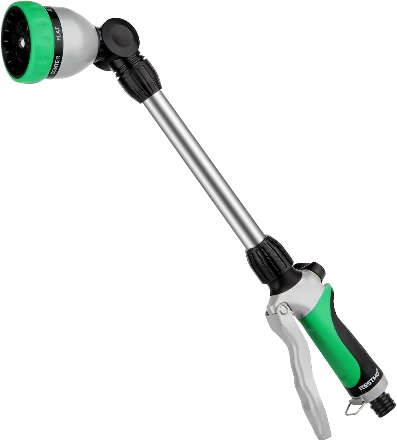 RESTMO Watering Wand Heavy Duty, Long Metal Spray Nozzle | 180&deg; Adjustable Ratcheting Head | 7 Spray Patterns Extension Hose Wand, Perfect Garden Sprayer Gun to Water Hanging Baskets, Shrubs, Yellow