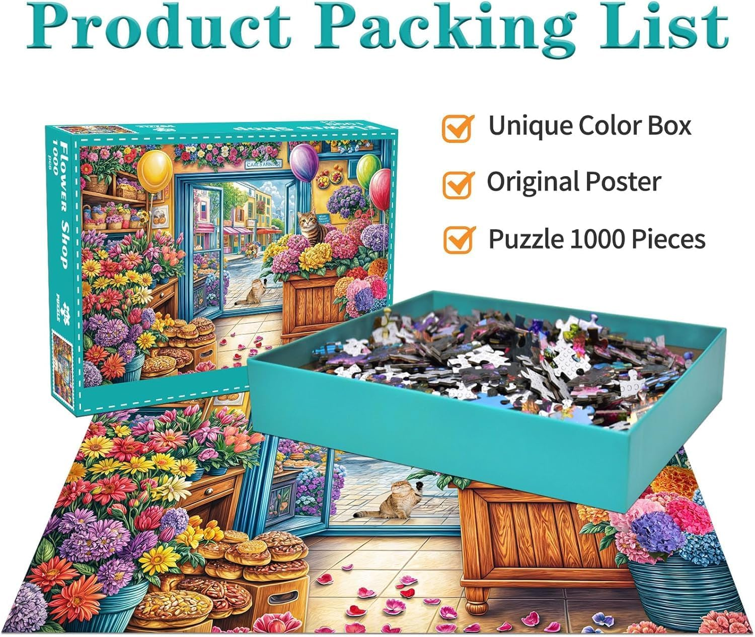 Jigsaw Puzzles for Adults 1000 Pieces, Interlock Perfectly Letter on Back No Dust, Home Decor Birthday Gift Toy for Men Women Elders Seniors, 1:1 Poster - Full House image number 3