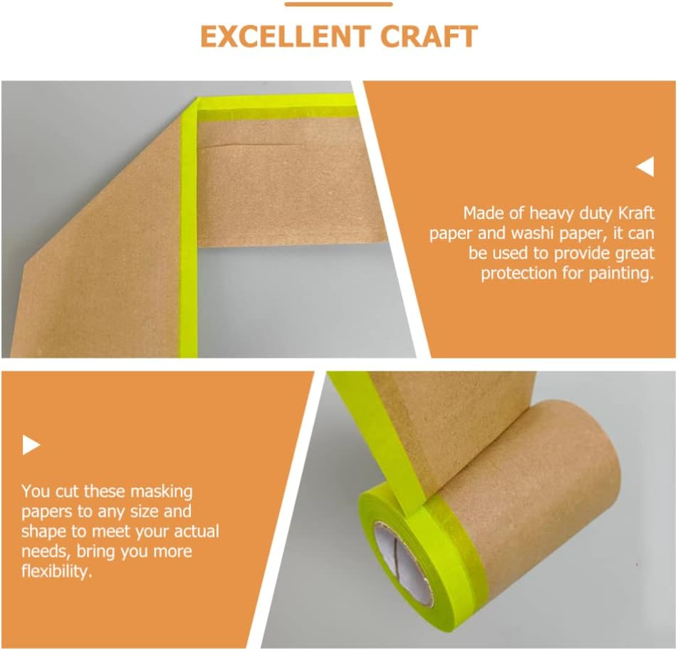 DOITOOL 2Rolls Masking Paper for Paint Protection Meters Car Furniture Covering Tape Upholstery Shelter Protection Paper Automotive and Furniture Painting image number 1