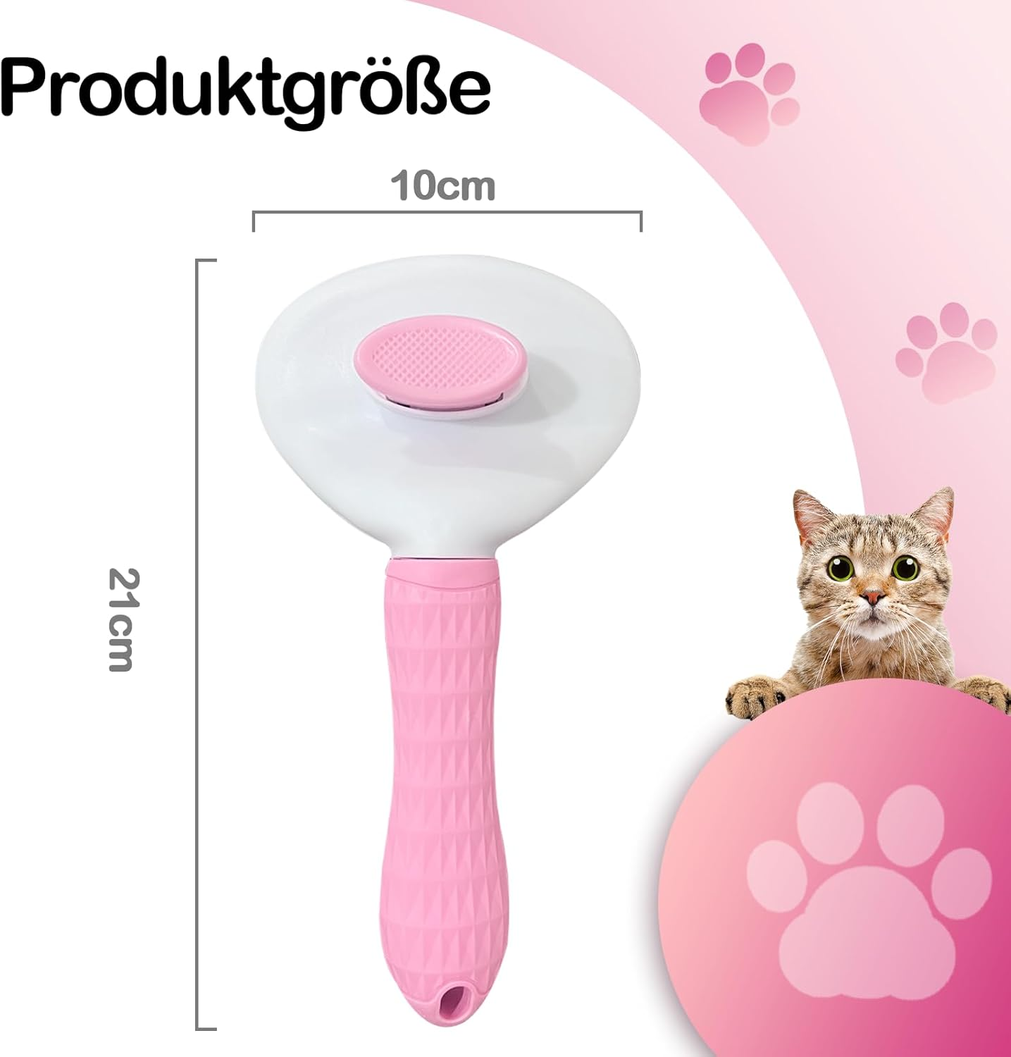 Cat Brush, Dog Brush, Pet Brush with Nail Clippers, Nail Files for Dogs, Cats, Clean Pet Hair from the Brush with One Button, for Long Hair and Short Hair image number 6