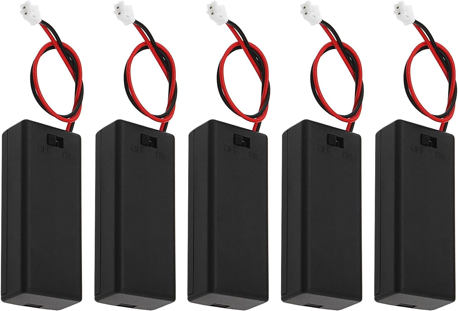 5PCS Black 3V 2 AAA Battery Holder Pack Case Cover Storage Box with On/Off Switch Ph2.0-2Pin Male Connector Cable Compatible with BBC Micro:Bit Board 135Mm
