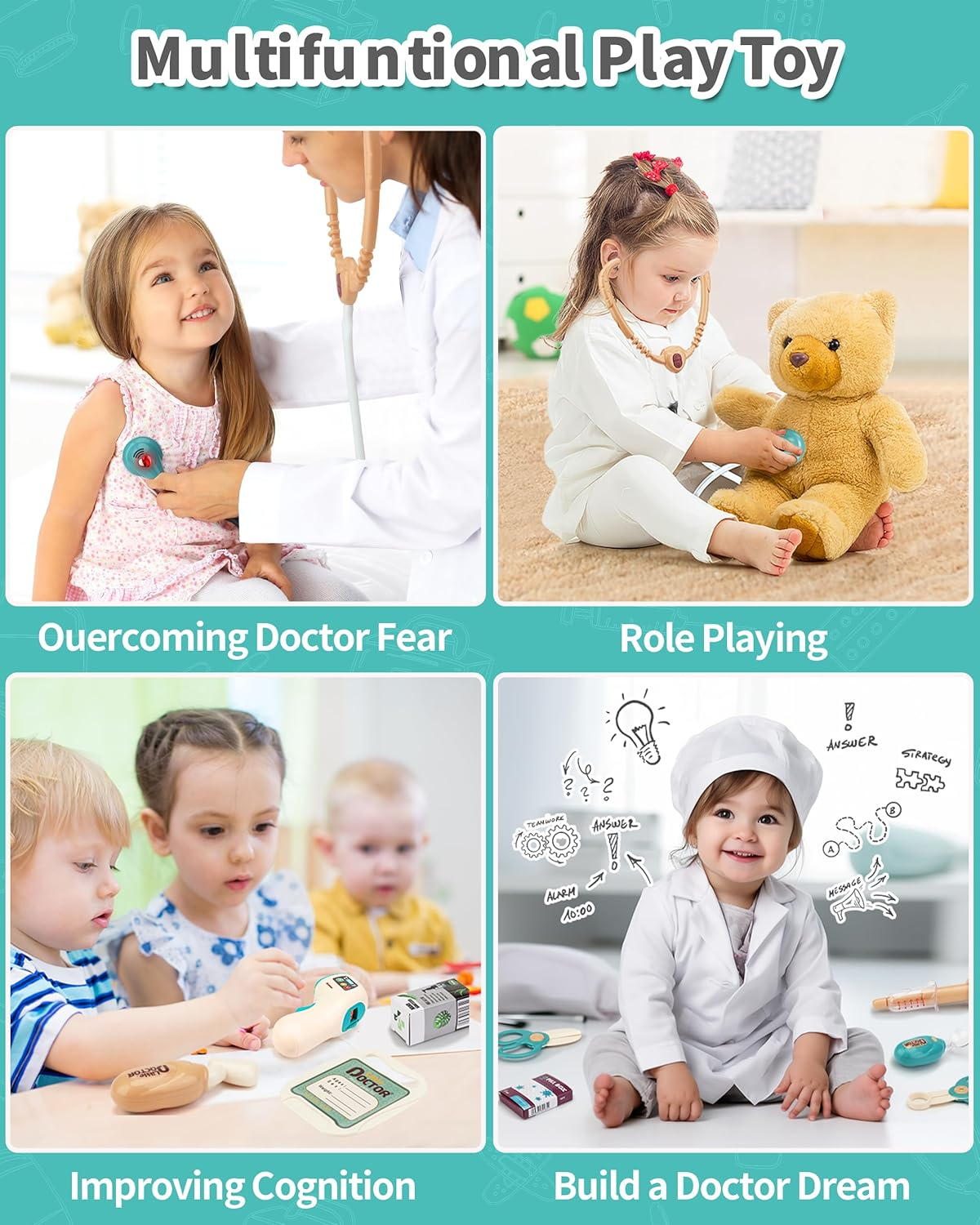 Jovow Doctor Kit for Toddlers 3-5, Medical Kit with Sound and Light Functions, Doctor Playset for Kids Birthday Gift image number 5