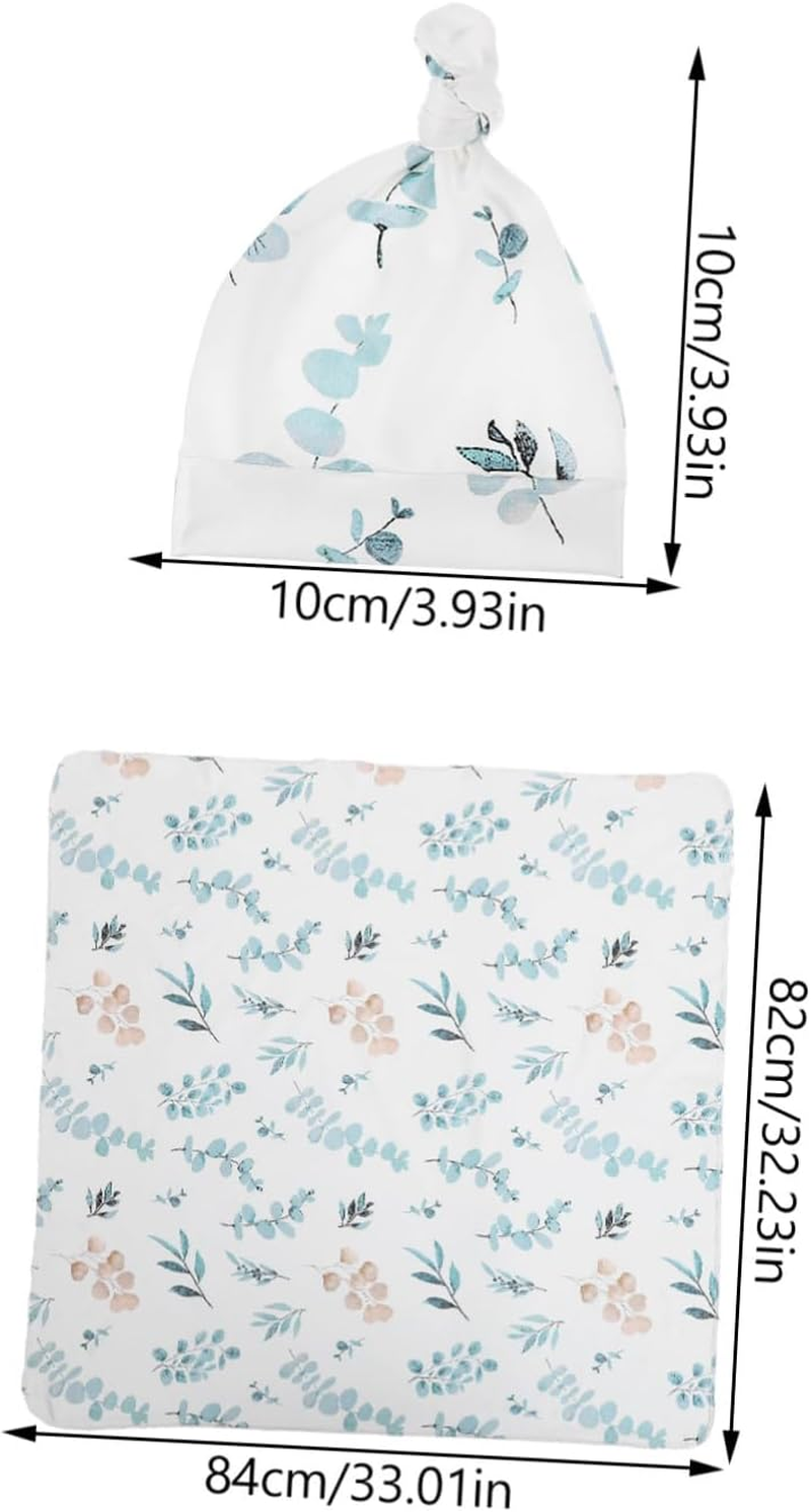 Yardwe Cute Newborn Swaddle Blanket Headband Hat Boy Girl Wrap Swaddle Fetal Cap image number 1