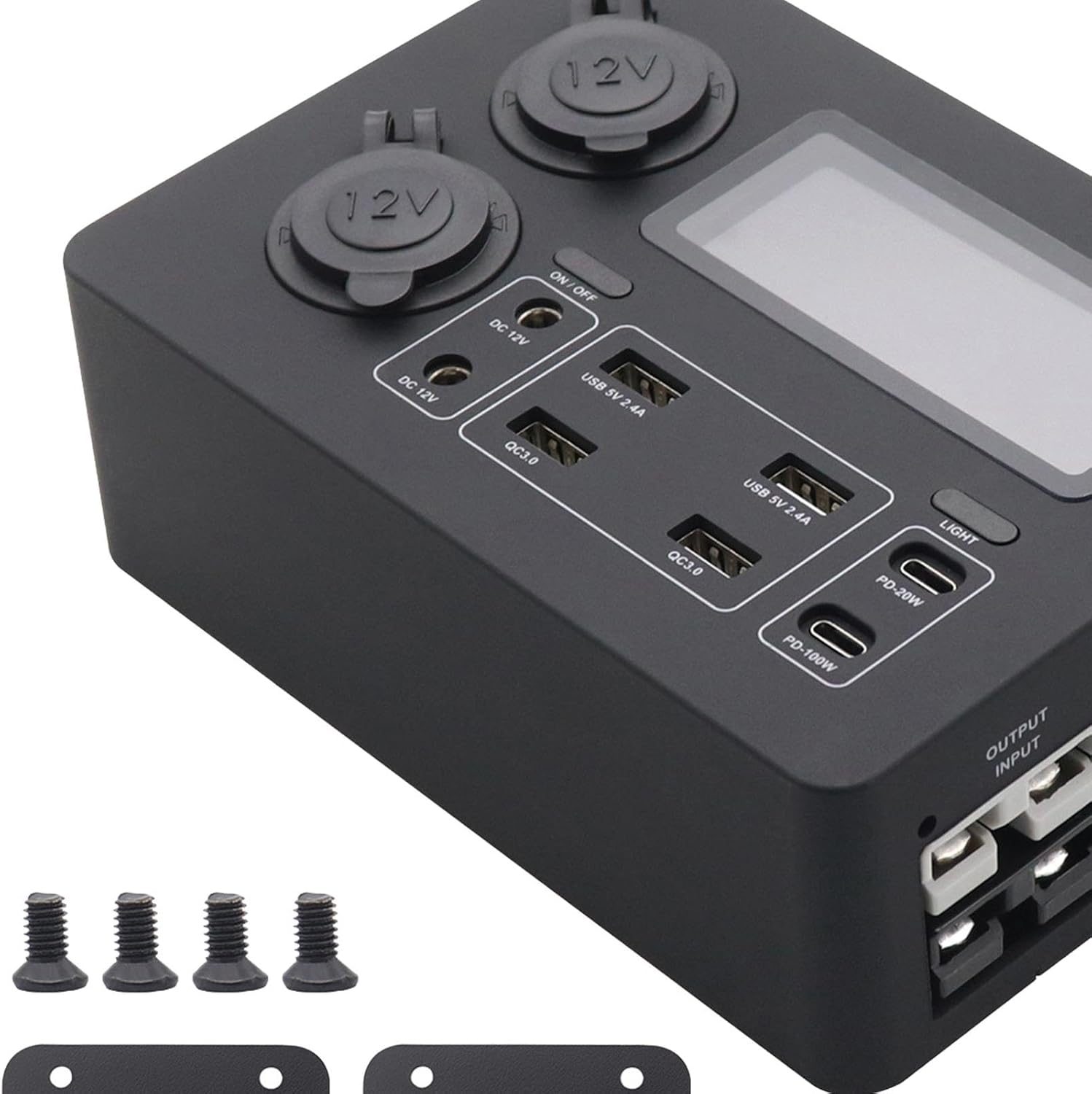 FJMQHU 12V Power Box with 4 X, 6 X USB and 2 X 12V Sockets, Quick Charger 3.0 for Camping, Fishing, Outdoor, Emergency, Boat, Power Box