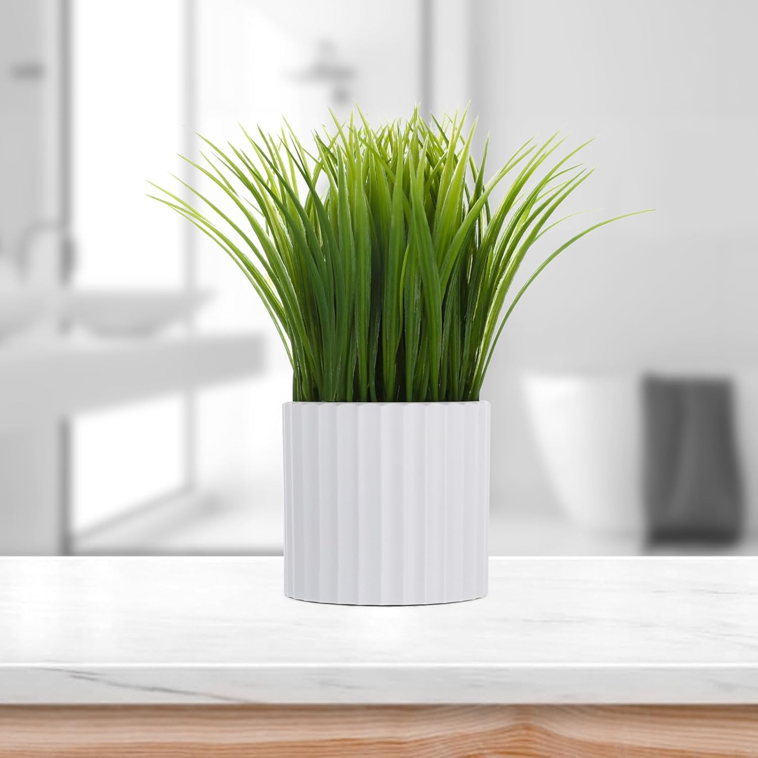 Artificial Plant Wheat Grass &ndash; Fake Potted Plant Indoor Plant Artificial Grass Plant Decor for Home and Office (10&rdquo;, Grass), Ag10P image number 4