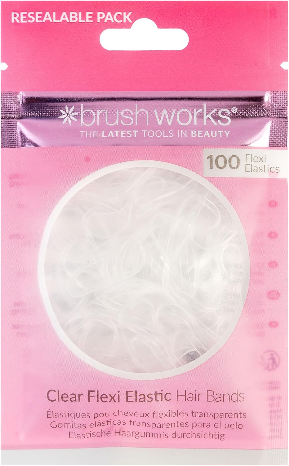 Brushworks Clear Flexi Elastic Hair Bands - 100 Pieces image number 1