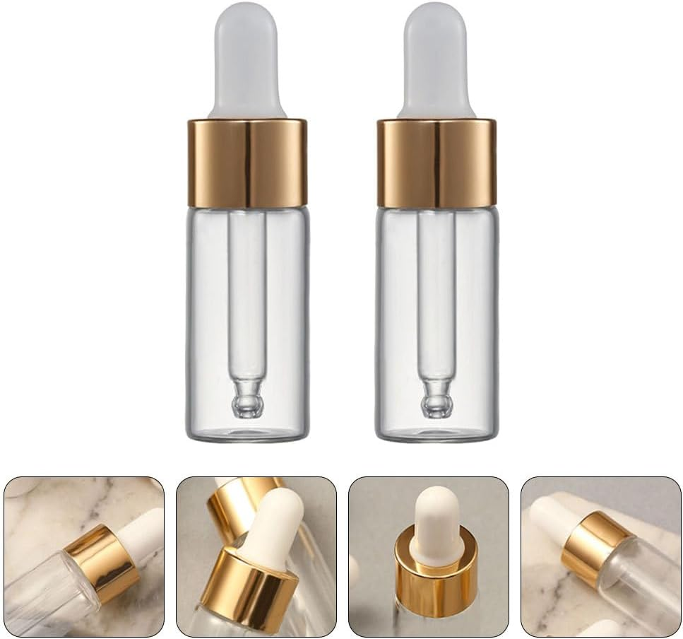 Gogogmee 10Pcs Glass Essential Oil Bottles - 10 Ml Dropper Refillable Household Oil Dropper Bottles Travel Mini Glass Subbottles for Aromatherapy