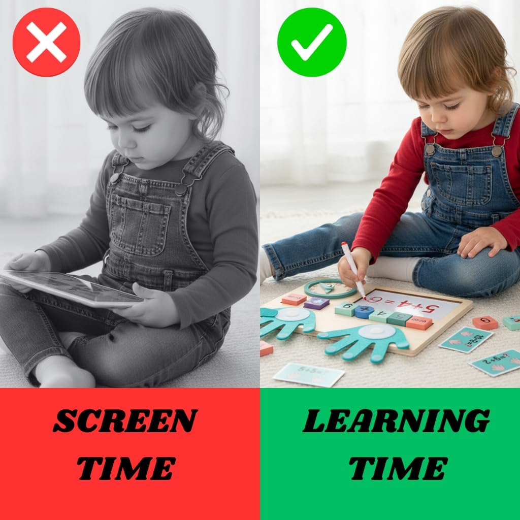 Montessori Toys for Toddlers Age 3 4 5, Wooden Math Learning Board with Numbers & Clock, Educational Preschool Toys for Kids, Fine Motor Skills Counting Toy Boys and Girls image number 3