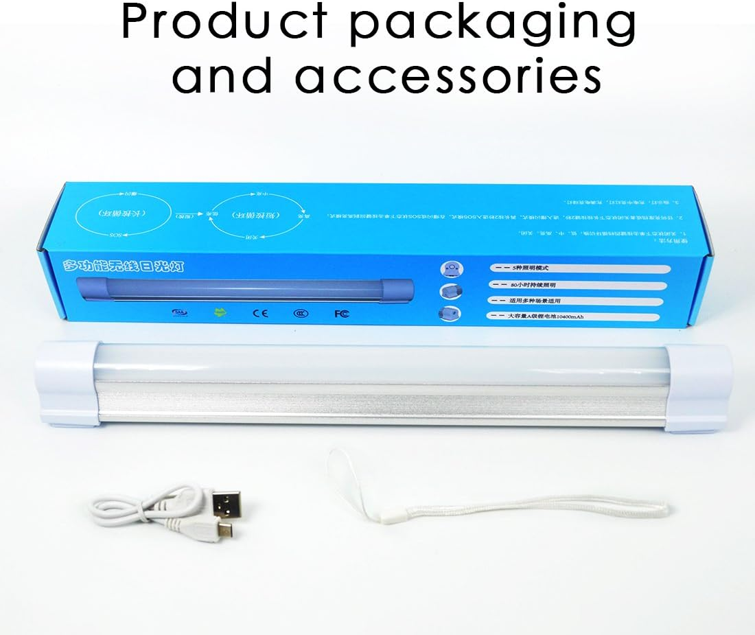 Camping Lights, LETOUR LED Tube Magnetic Work Light Bar 120W 1200Lumens 5 Dimmable Levels Camping Lantern USB Rechargeable Magnetic Lights Endurance for 80Hours (LT-LTK120 120Watts) image number 6