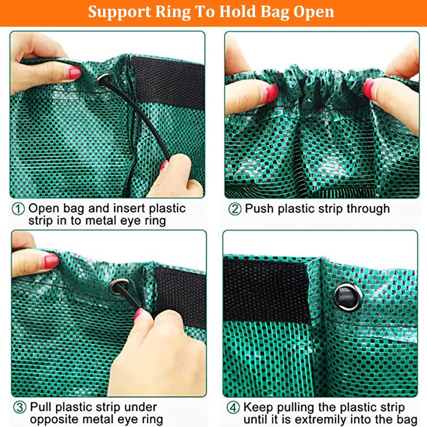 4 Pack 72 Gallons Reusable Yard Waste Bags, Large Lawn Leaf Bags Heavy Duty with 4 Handles Garden Waste Bags Container for Clean up Outdoor Debris Leaves Grass Clippings image number 4