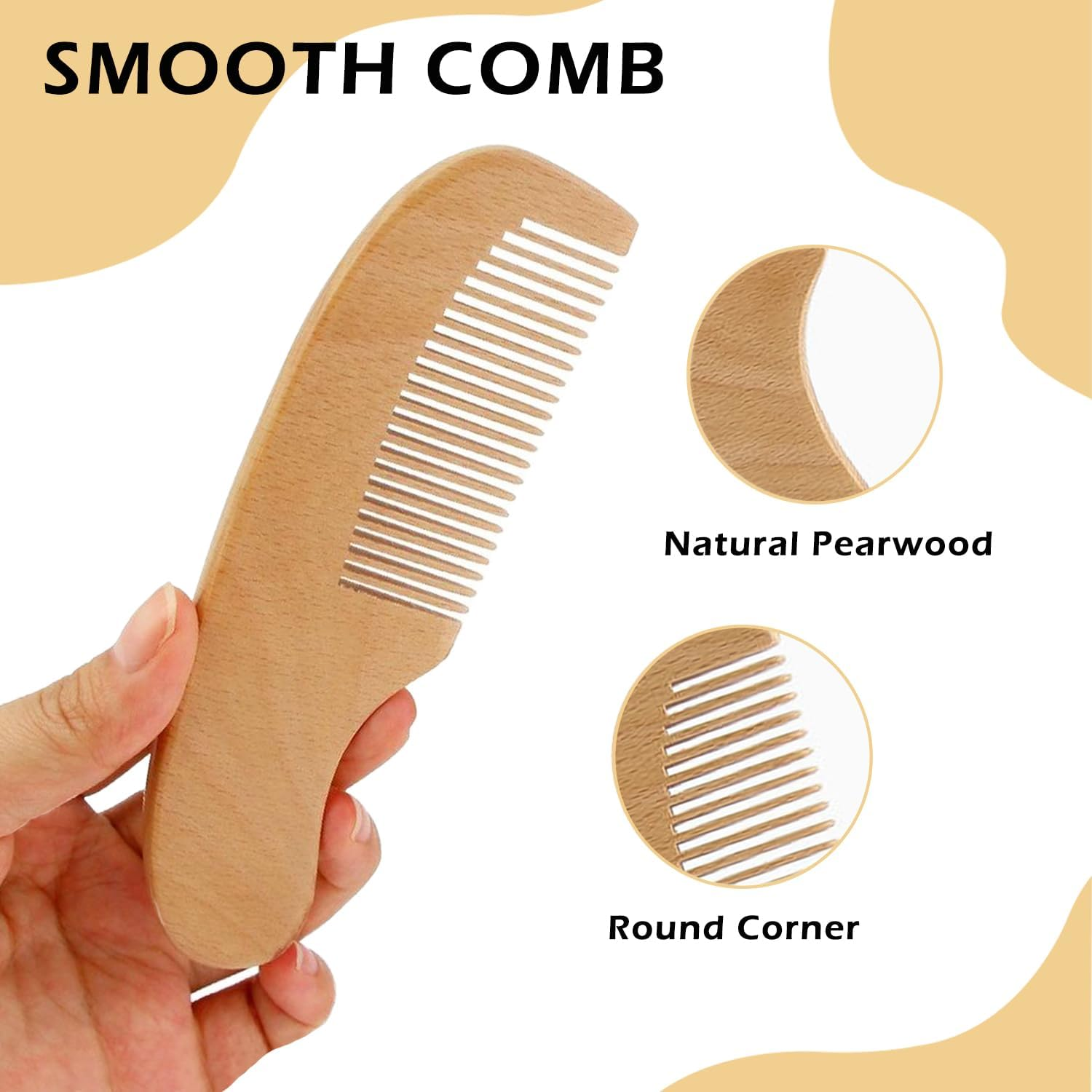 Baby Hair Brush and Comb Set, 4 Pcs Newborn Brushes with Soft Bristle, Natural Goat Hair and Wooden Cradle Cap Comb for Newborns & Toddlers, Newborn Baby Essentials, Perfect Registry Gift image number 5
