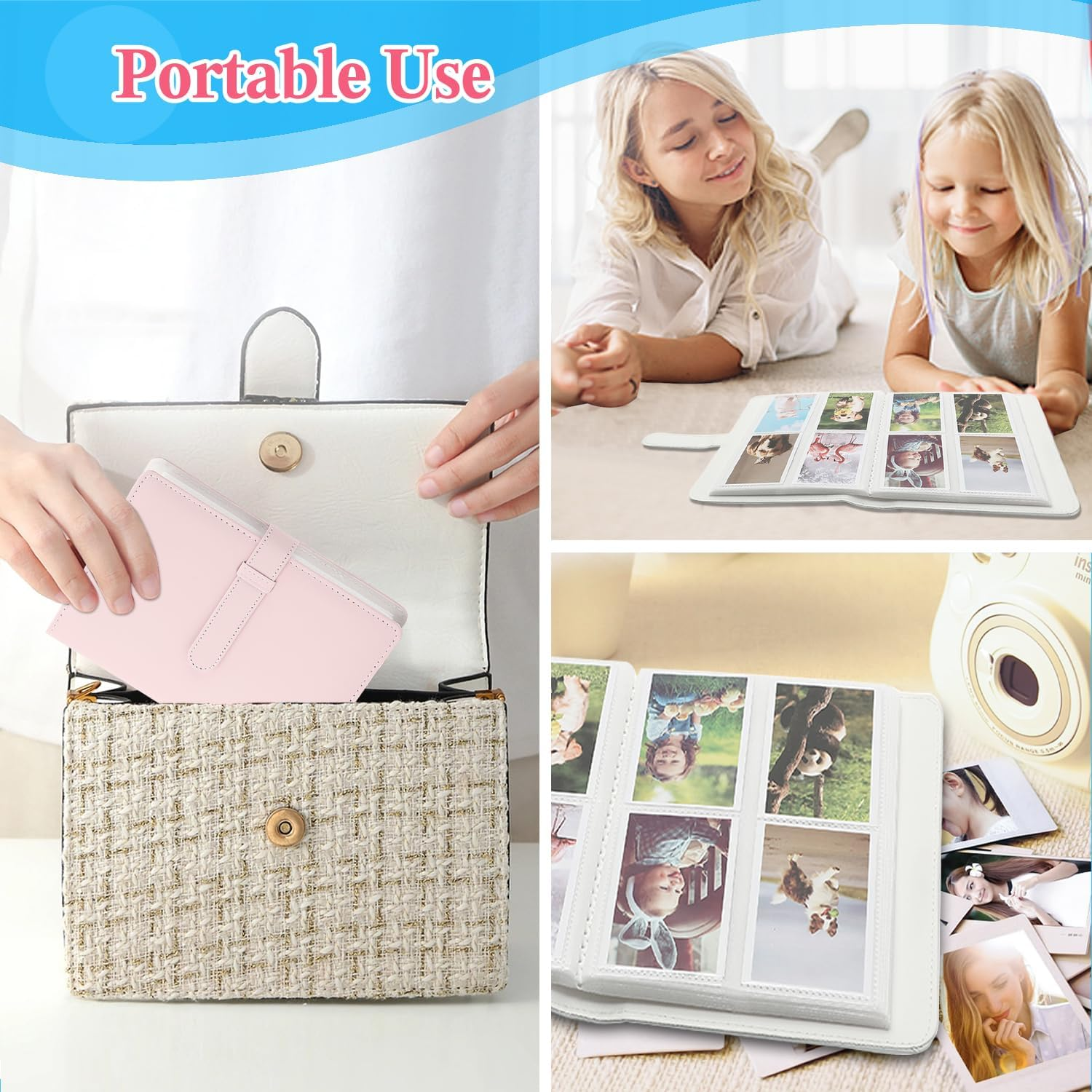 Polaroid Photo Album,256 Pockets Album for Fujifilm Mini 7S 8 8+ 9 25 26 50S 70 90 Instant Camera Name Card,Photo Book for Polaroid PIC-300P/Z2300, White image number 3