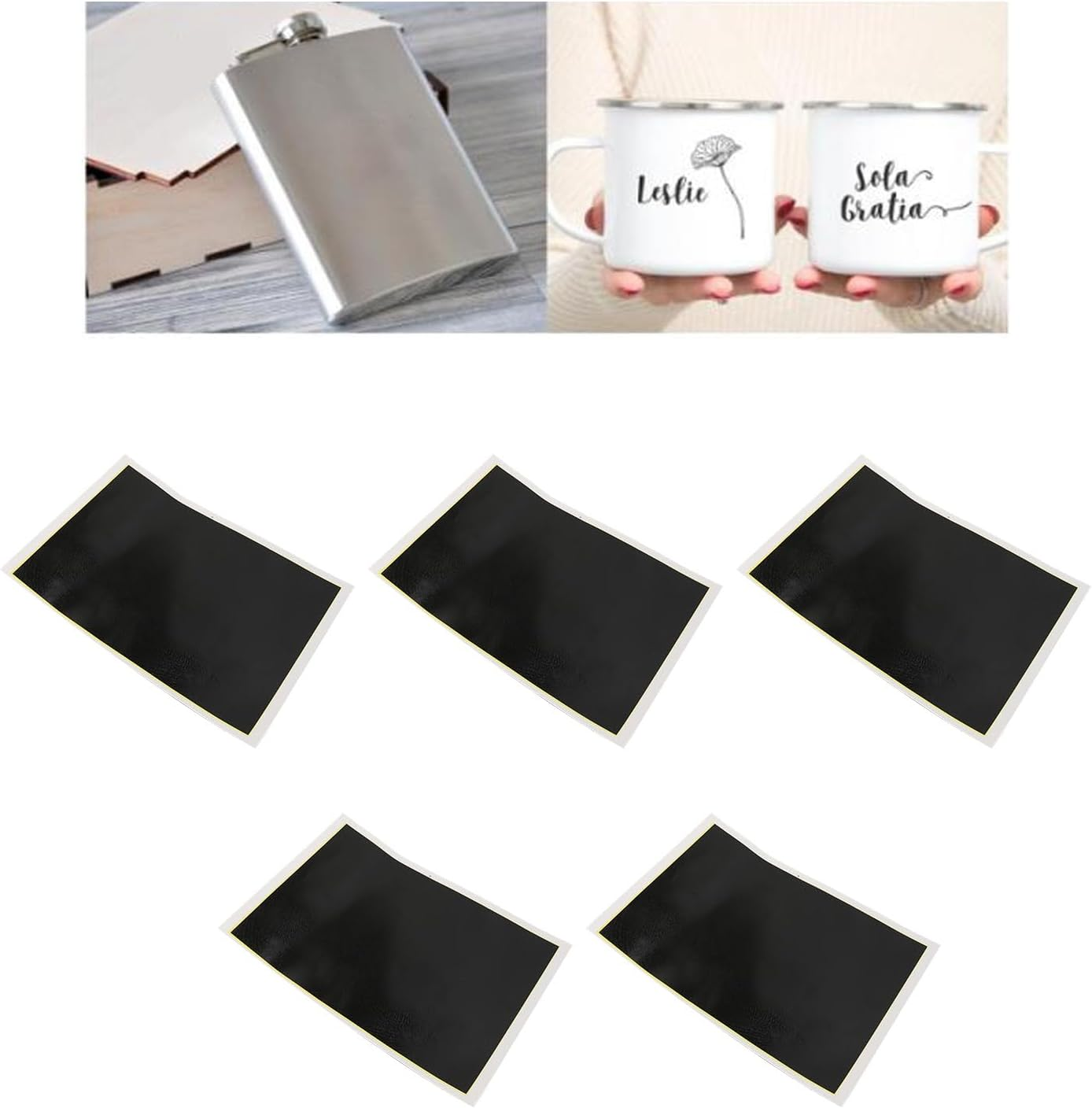 5Pcs DIY Black Engraved Marker Paper Set, Engraving Color Paper for Metal Ceramics Glass, 39X27Cm Engrave Marking with Scraper image number 1