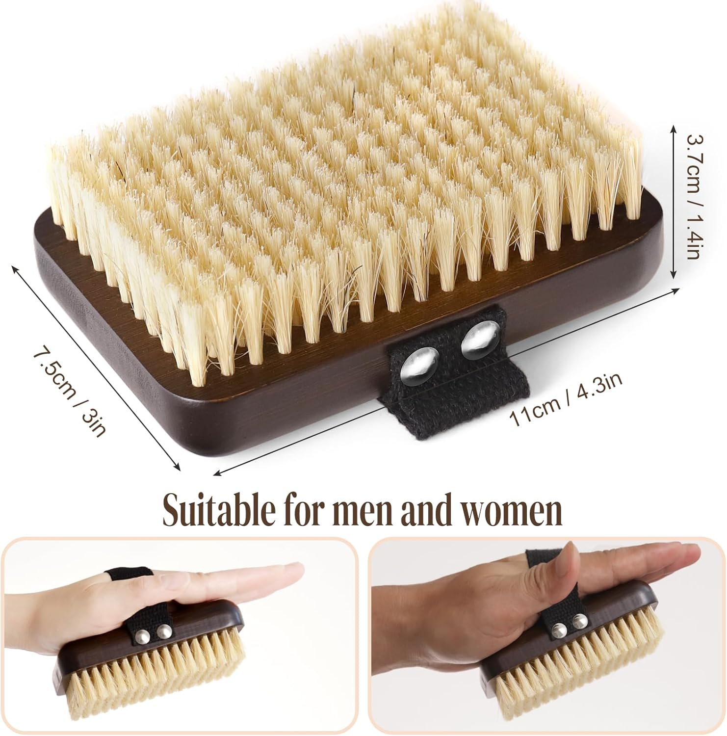 Dry Brushing Body Brush, Azymi Shower Brush for Body Natural Thick Bristles Exfoliates Dead Skin, Detoxifies, Improves Blood Circulation- Spa-Grade Dual Use Dry& Wet Brush 1-Pack image number 3