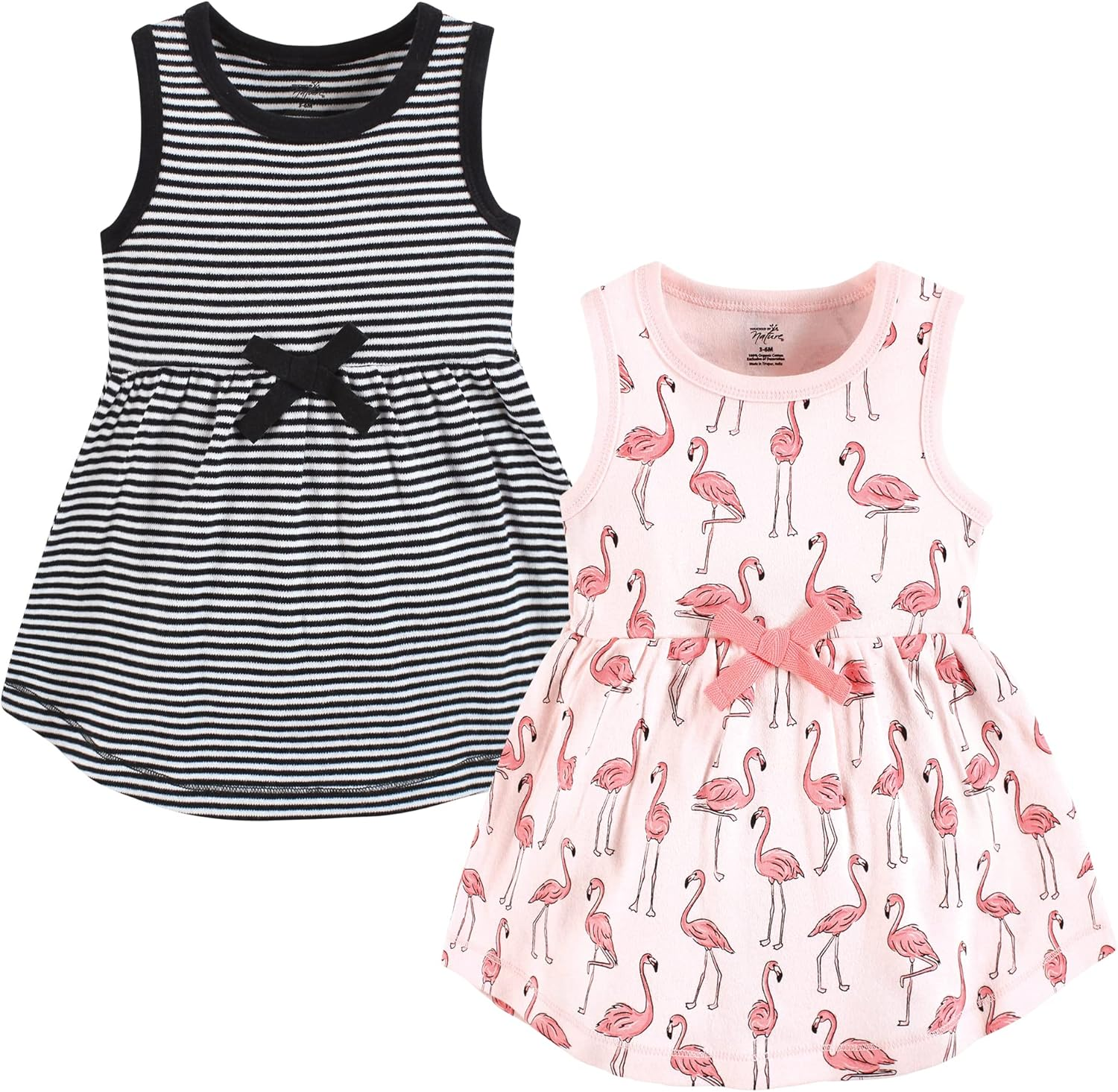 Touched by Nature Girls, Toddler, Baby and Womens Organic Cotton Short-Sleeve and Long-Sleeve Dresses, Pink Flamingo, 6-9 Months image number 2