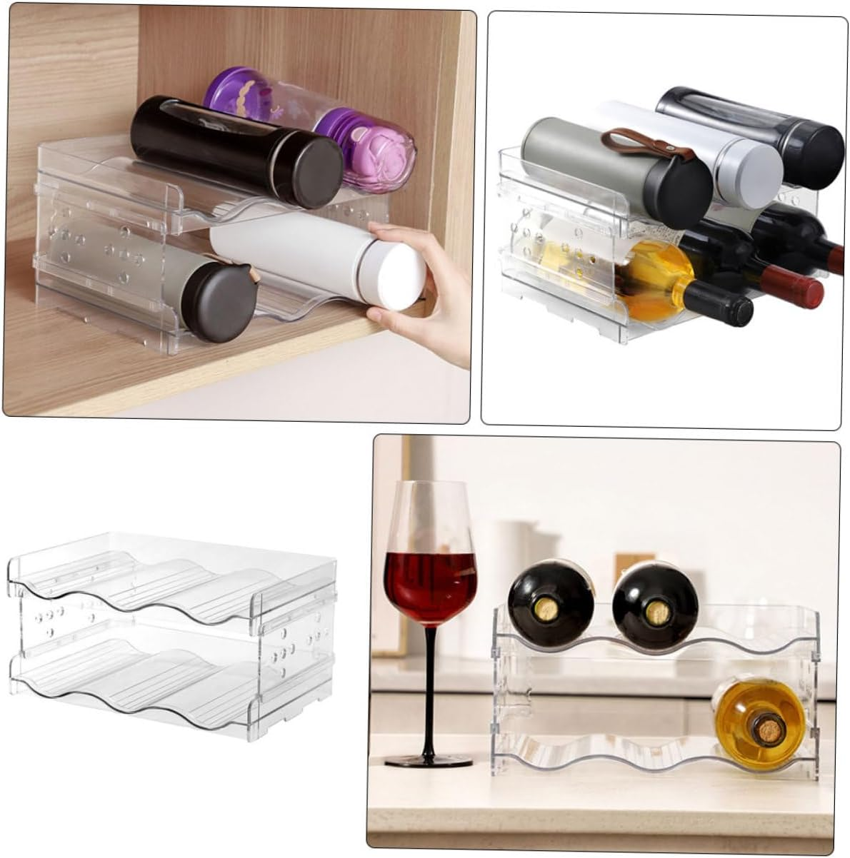 Mikinona Water Bottle Shelf Rack Wine Organizer Wine Storage Rack Stackable Easy to Assemble for Home and Bar image number 6