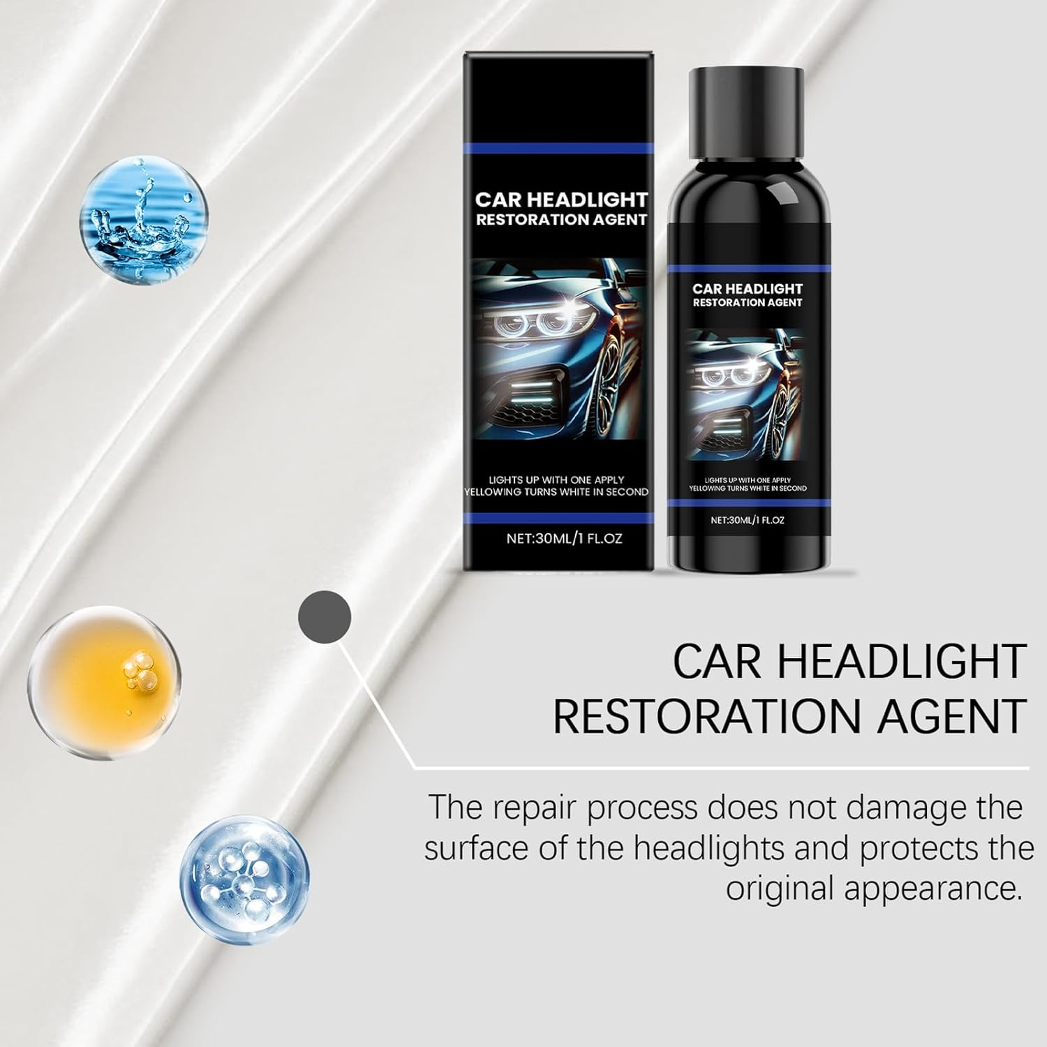 Gwtdtoad Headlight Cleaner | Headlamp Care Agent for Vehicle | 4-In-1 Waterproof Gentle Headlight Restoration Agent for Vehicle, Truck, Automotive Lens Repair