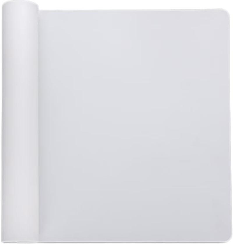 Rectangular Silicone Placemat, Western Style Placemat, anti Slip and Heat-Insulating Table Mat, Foldable for Storage (White, 90MM*90MM*0.75MM)