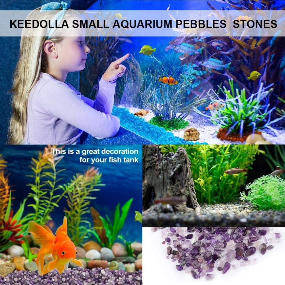 Aquarium Gravel Fish Tank Rocks Pebbles Small,Irregular Sea Glass Pebbles Stones for Fish Turtle Tank/Air Plants Decoration(Purple) image number 4