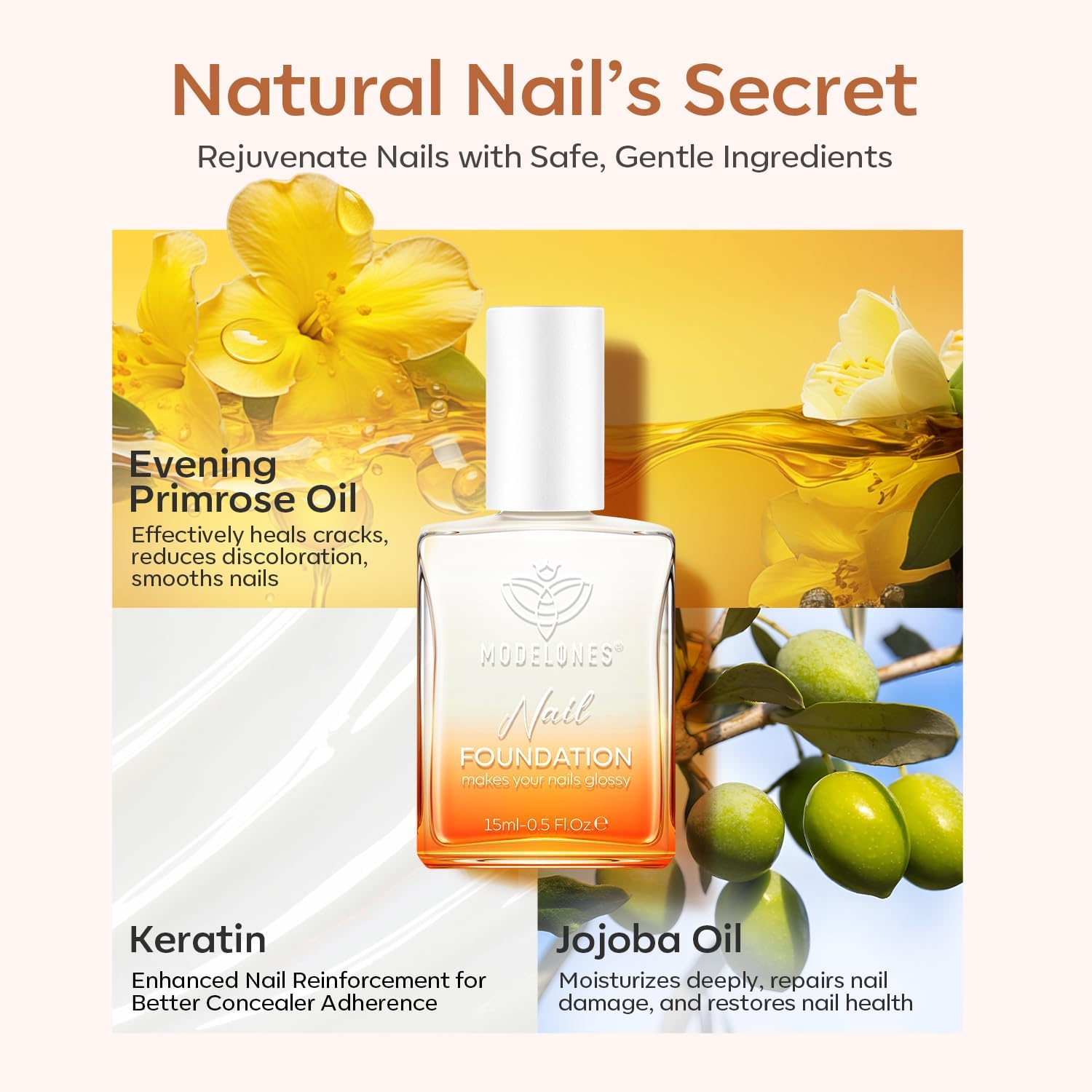 Modelones 15Ml Milky White Nail Natural Concealer Foundation Polish Air Dry Nail Growth Polish for Damaged Nails Imperfection Masking Gifts for Women image number 5