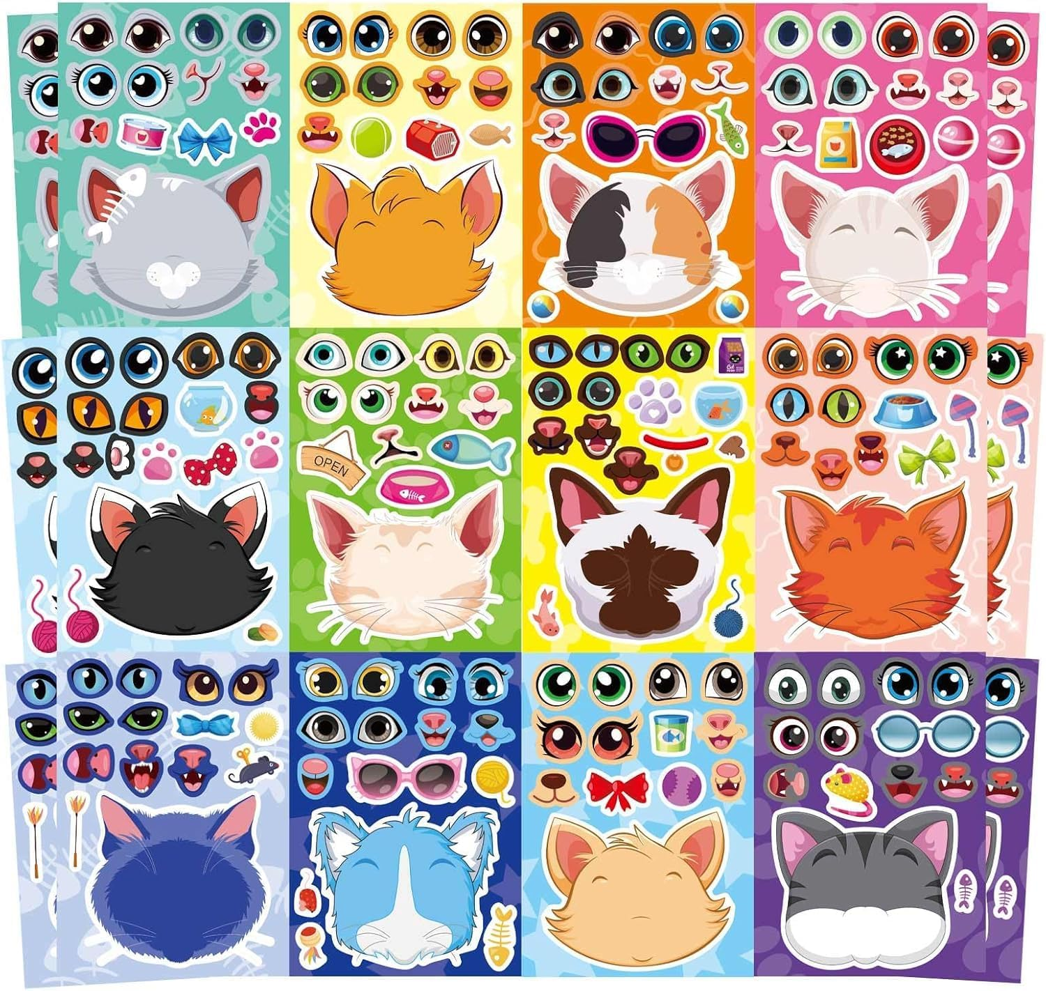 Princess Stickers for Kids, 24 Sheets Make Your Own Princess Stickers, Princess Make a Face Stickers, Classroom Rewards, Art Craft Party Supplies