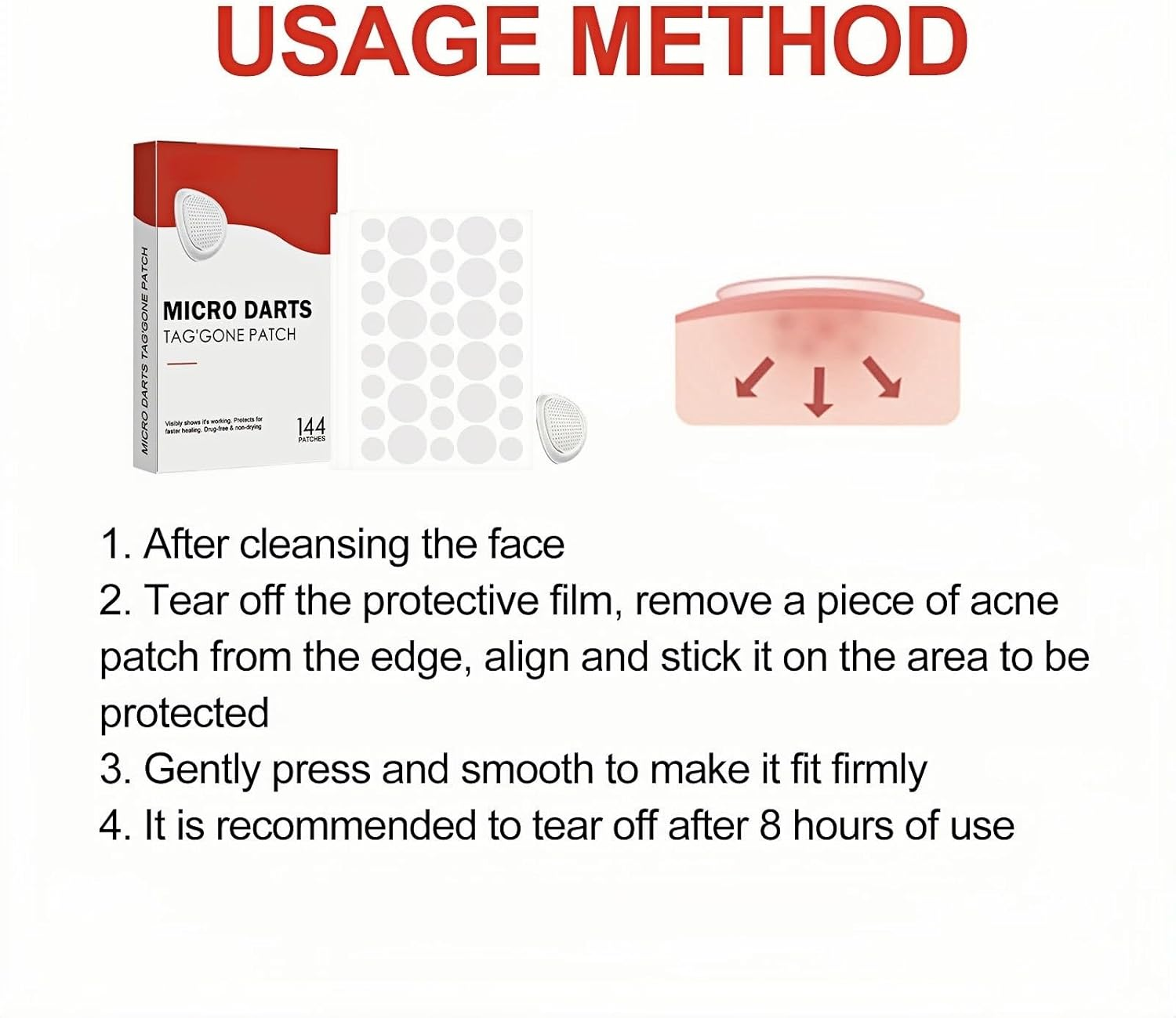 2*144 Pcspro Micro-Darts Tag-Gone Patch,Professional Micro-Dart Pimple Patches,Skin Tag Removal Patch for All Skin Types,Micro-Needle Patches,Skin Tag Remover Patches,Pimple Patches Micro-Needle image number 6