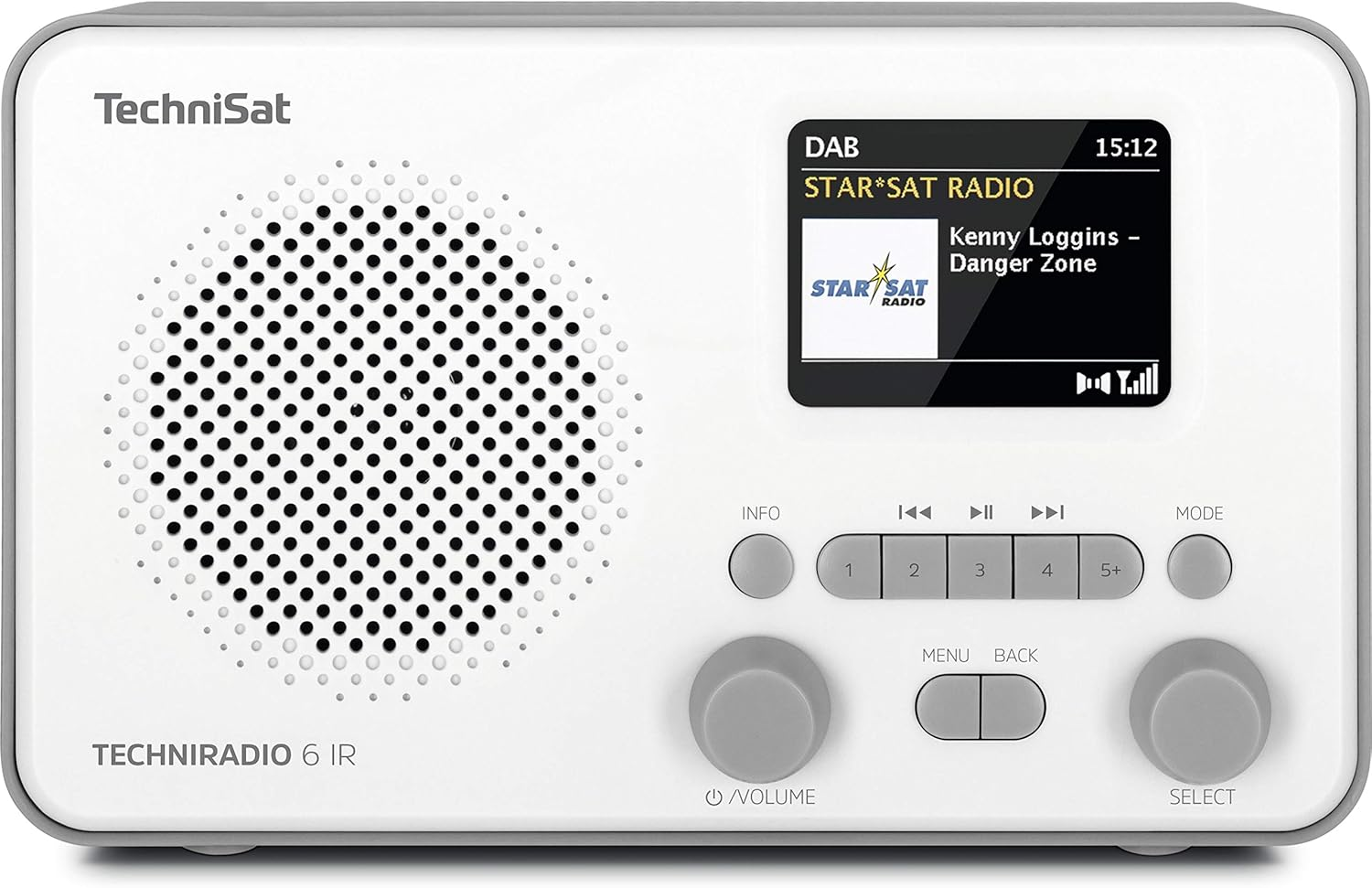Technisat TECHNIRADIO 6 IR - Portable Internet Radio (DAB+, FM, Wifi, Bluetooth, Colour Display, Alarm Clock, App Control, Favourite Memory, 3 Watt RMS) Grey/White