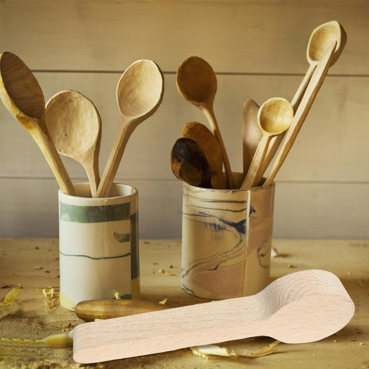 NILLOS Wood Carving Spoon Blank Set, 3 PCS Unfinished Wooden Spoon for Beginner Expert DIY Wood Craft (16X4 Cm/6.29X1.57 In) image number 2