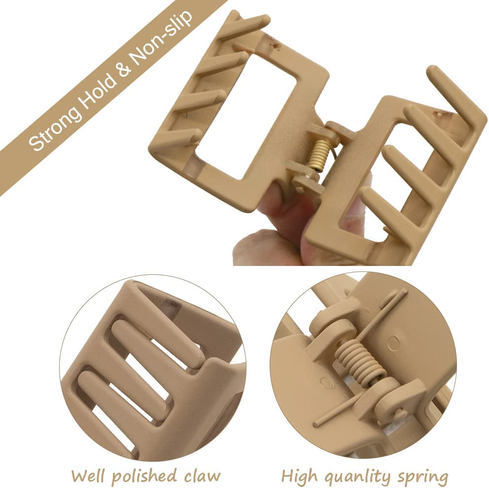 Bmobuo 4Pcs Hair Accessories: Matte Square Claw Clips for Thick Hair, Small Banana Clips for Women - Black image number 3