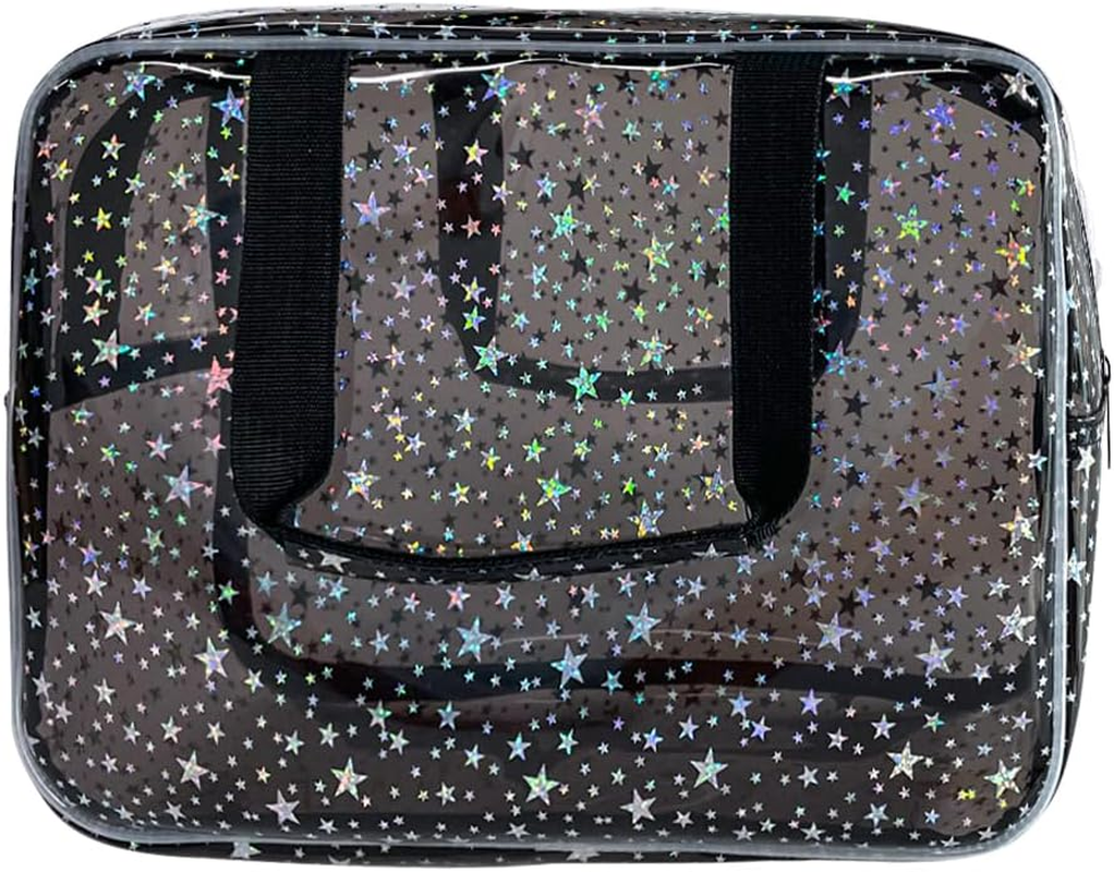 Clear Star Large Cosmetic Bag and Travel Pouch with Handle,Durable Material,Zipper Design-Ideal for Makeup,Travel Essentials