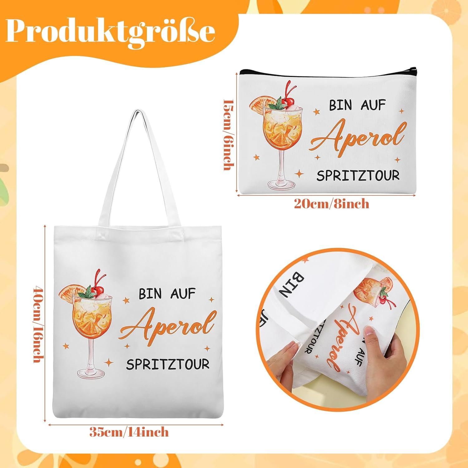 Dusaniyali Aperol Gift for Cocktail Lovers Spray Cosmetic Bag Aperol Socks Women'S Tote Bag Women Birthday Gifts for Mum Aunt Teacher Sister Girlfriend Colleague image number 5