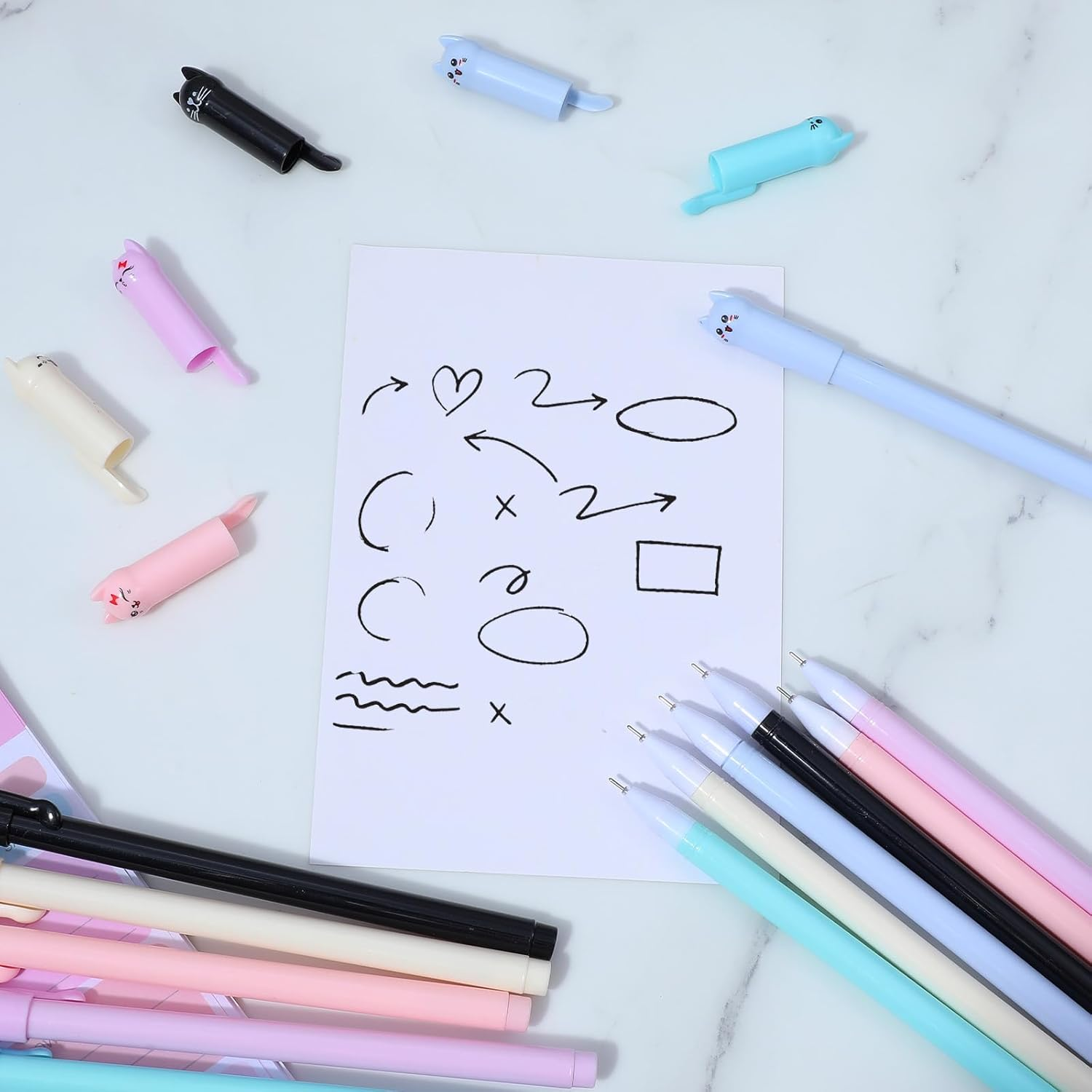 12PCS Kawaii Cat Pens 0.5Mm Black Ink Cute Animal Gel Pen Cats Style Pencils, Kitten Stationary Supplies Fine Point Ball Pens Nice Fun Themed Gifts for Cat Lovers Women Kids School and Office Use (12) image number 1