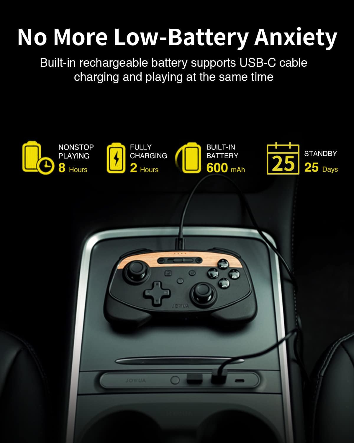 Jowua Multi-Device Wireless Controller Compatible for Tesla 2025 New Model Y Model 3/Y/S/X/Cybertruck Compatible for Switch, One Controller Set, SPECIAL PROGRAMMED and DESIGN for TESLA BLACK image number 1