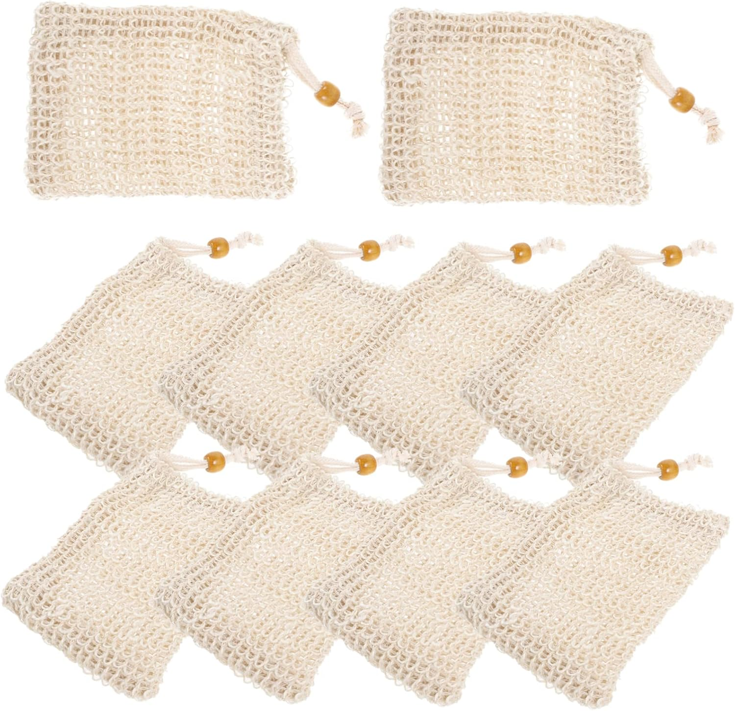 Parliky 10Pcs Cotton Linen Soap Pouches 9X14Cm Mesh Exfoliating Bags for Handmade Soap Bathing Accessories