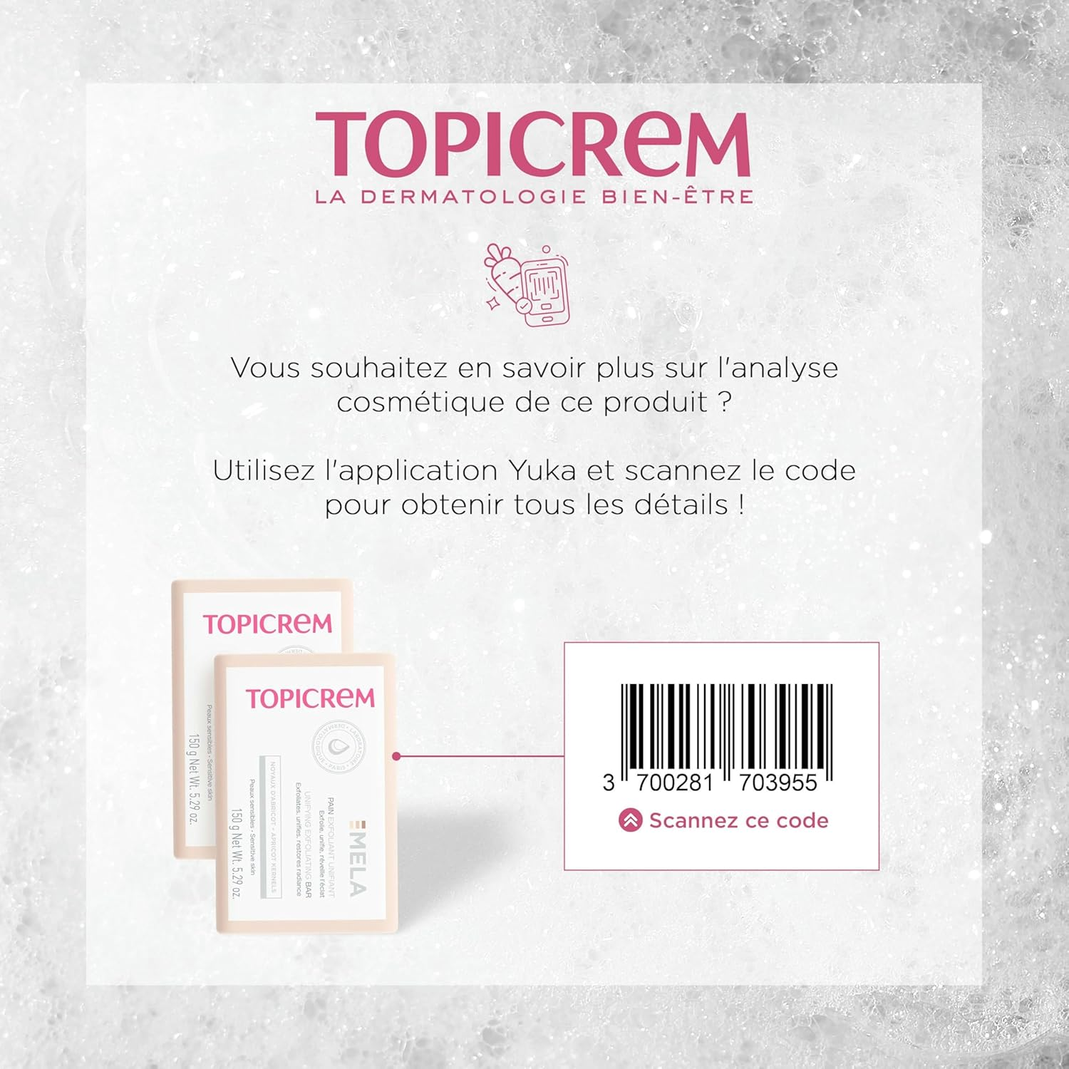 Topicrem - Mela Exfoliating Bread - Unifies the Complexion, Exfoliate, Awakens Shine - Olive Oil, Coprah and Apricot Kernel Oil - Face and Body Care for Sensitive Skin - 150G image number 2