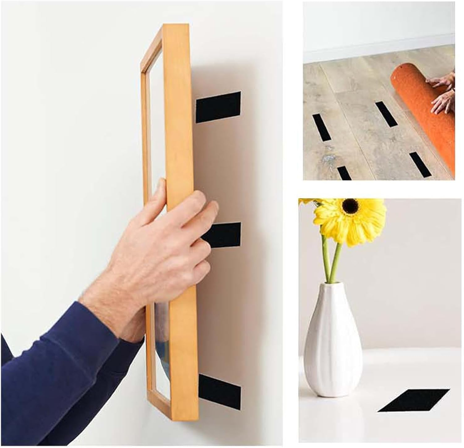 16 Pack Strong Velcro Tape，Velcro Strips，Multi-Purpose Hook Loop Fasteners for Home,Office & DIY Projects， Reusable & Durable Black（70Mm&times;16Mm） image number 4