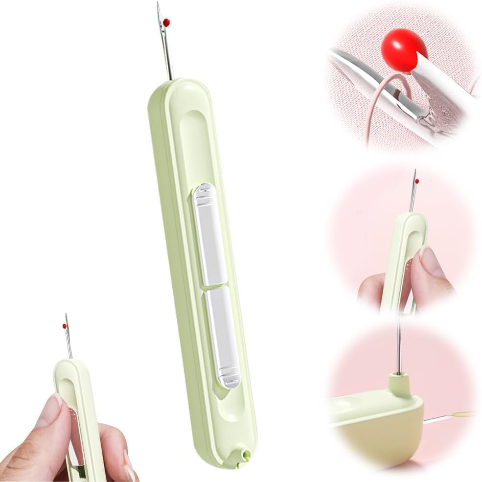 2 in 1 Needle Threader Seam Ripper, 2025 New Retractable Threader Plug-In Needle Threader, Thread Remover Tool for Hand Sewing, Knitting, Cross Stitch, Embroidery and Thread Removal (Purple)