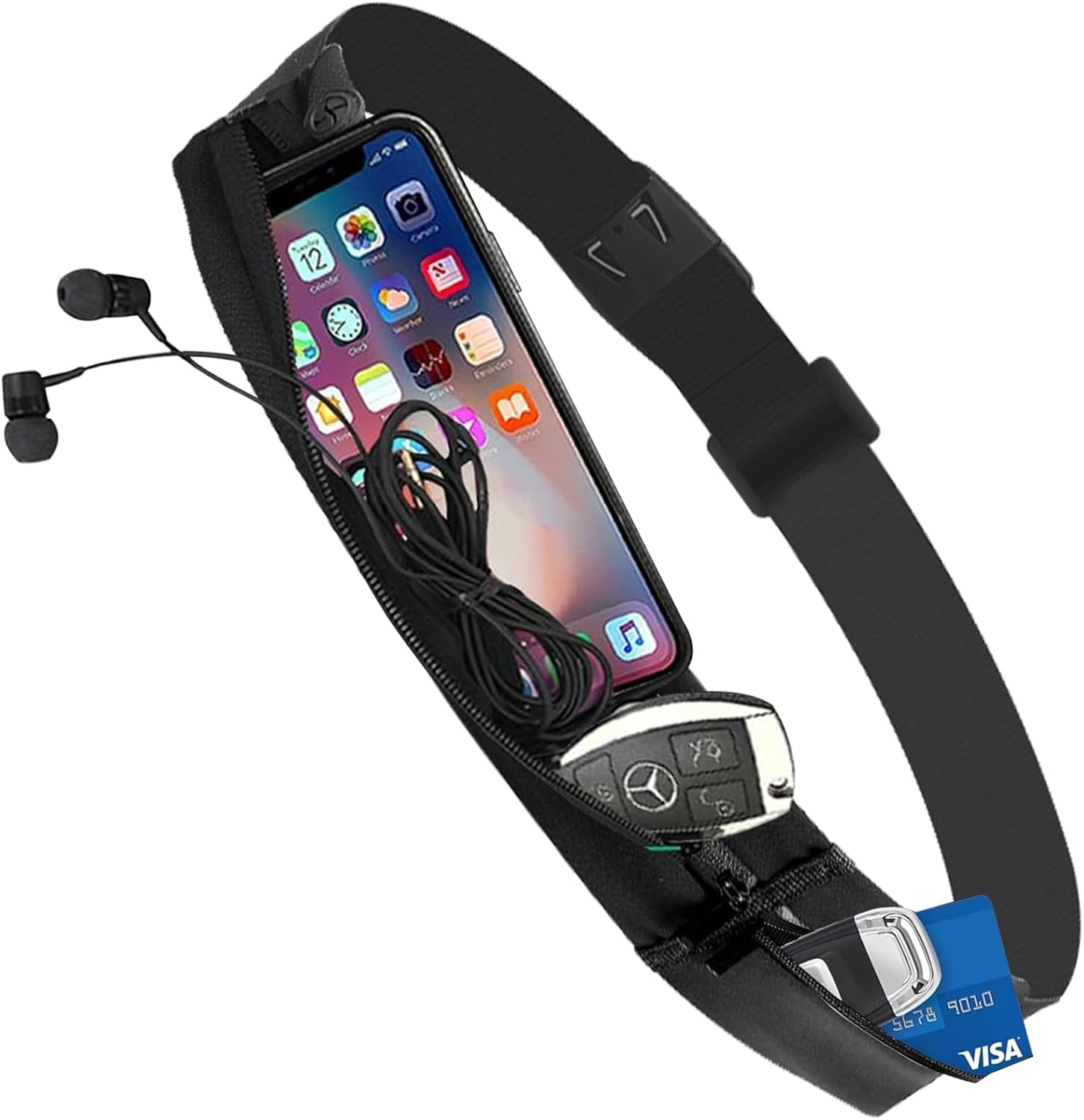 COZY CORE Double Pocket Running Belt & Active Fanny Pack for Men & Women &ndash; Water Resistant, Lightweight, Sleek Design, No-Bounce Hip-Hugging Fits Any Phone image number 1