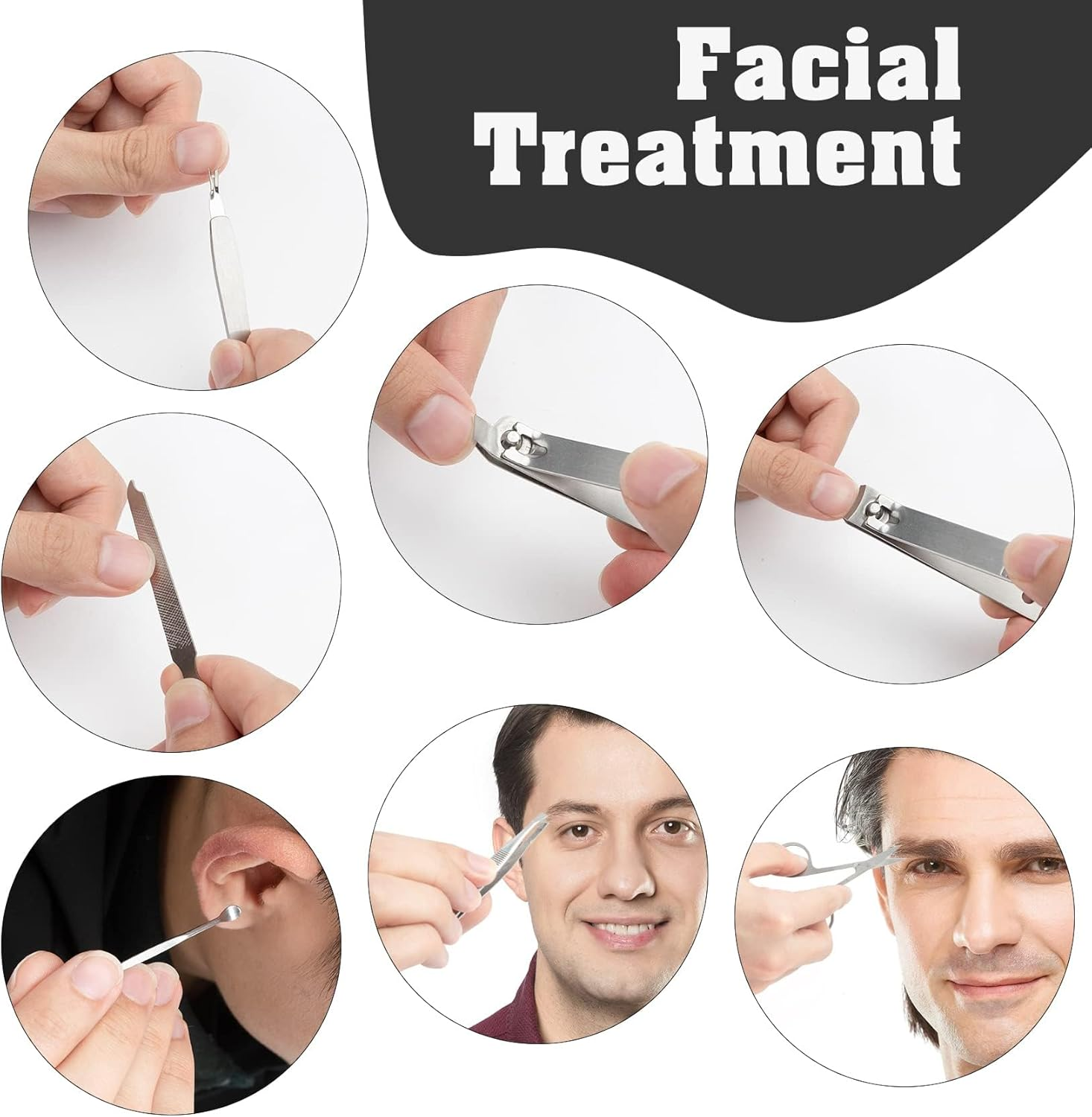 Manicure Set, 7-In-1 Christmas Silver Stainless Steel Nail Clippers Manicure Set, Men'S Care Set, Nails Do, Cuticle Remover for Ingrown Toenails and Thick Nails, for Travel and Home image number 1