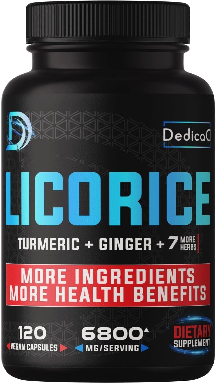 Licorice Extract Capsules - Equivalent to 6800 Mg of 10 Herbs with Turmeric, Ginger, Peppermint Leaf & Others - Support Digestion, Immune & Body Health - 4 Months Supply - Non-Gmo, Gluten Free image number 5