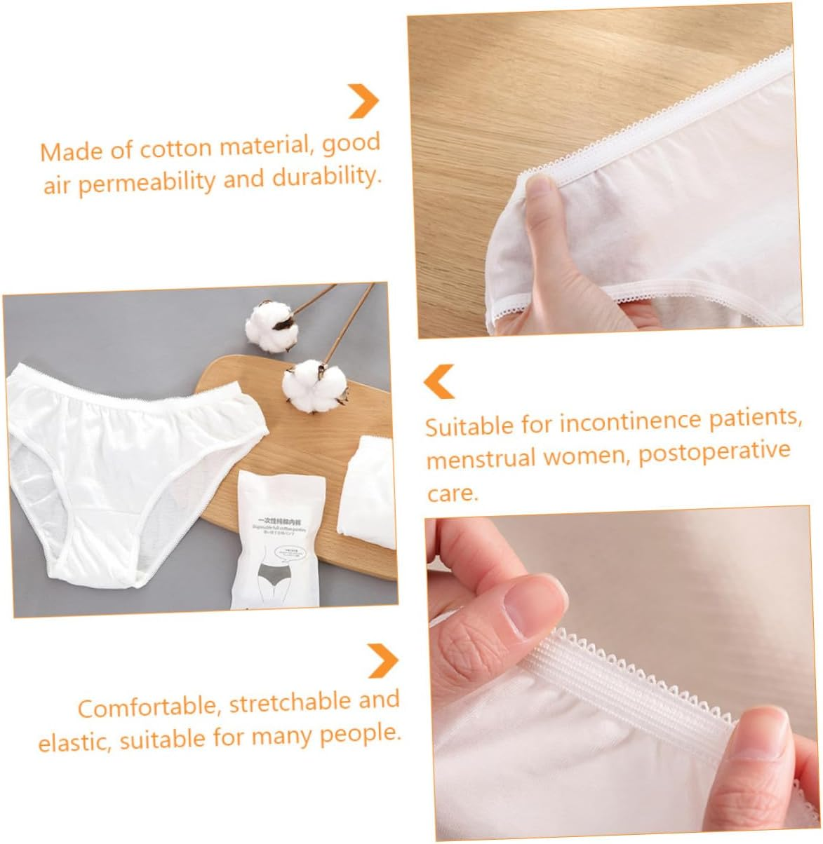 5Pcs Portable Travel Underwear of Women Cotton Underwear Disposable Underpants for Outdoor and Use Comfortable and Breathable Women White image number 6