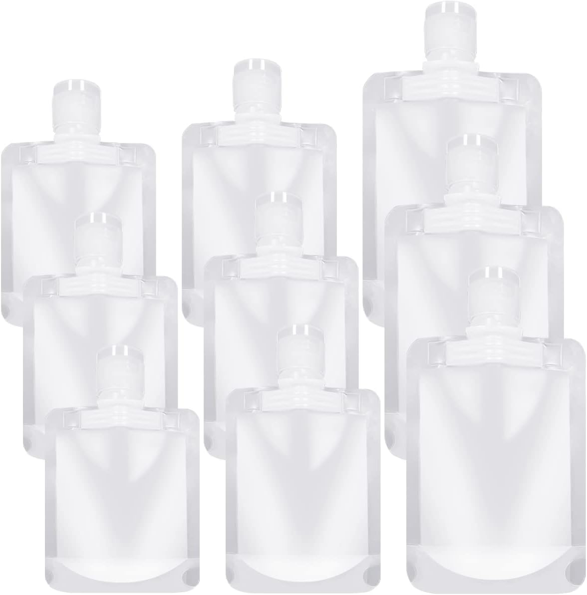 HAIKING Travel Bottles Cosmetic Packaging Bags, 9 Pcs Refillable Travel Pouches for Shampoo, Lotion, Toner (3 Sizes) image number 5