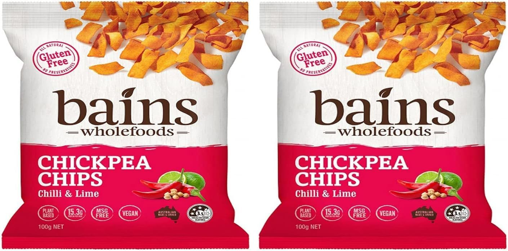 Bains Wholefoods Chickpea Chips Chilli & Lime Flavour, 100 G image number 1